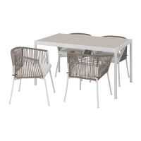 SEGERÖN 餐桌椅組, 戶外用 白色/米色/frösön/duvholmen 米色, 147 公分