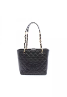 Chanel Pre-Loved Chanel matelasse PST chain shoulder bag chain tote bag Caviar skin black gold hardw