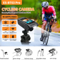 4K Action Camera Motorcycle Bike Helmet Camera HD Screen Dash Cam for Bicycle WiFi Multifunction Sports DV with Light Horn
