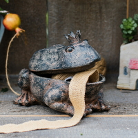 掬涵 青蛙蟾蜍樹脂收納盒 裝飾擺件藝術復古青蛙花園庭院玄關