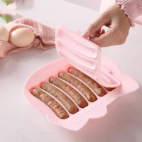 Cetakan Pembuat Sosis 6 Grid Silikon DIY Ham Hot Dog Membuat Dengan Tutup Dapur Rumah Tangga Kue Alat