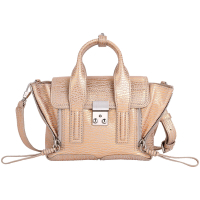 3.1 Phillip Lim Pashli 展示品 迷你款 壓紋牛皮玫瑰金色手提/斜背包(背帶邊膠脫落)