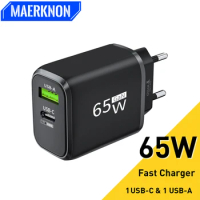 Maerknon 65W GaN PD Charger USB Type C Charger Quick Charger Adapter For iPhone15 14 13 Xiaomi Samsung Mobile Phone Fast Charger