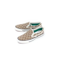 Sepatu GUCCI GG MONOGRAM BEIGE WHITE SLIP ON 100% ORIGINAL 41.5