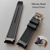 Premium Silicone Watch Band for Seiko for Rolex 20 22mm Curved End Sport Rubber Bracelet Fluorinerubber Watch Strap Replacement