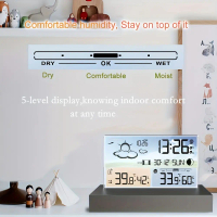 Transparent Glass Weather Thermometer Clock Color Screen RF Wireless Multi-Function Weather Forecast