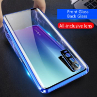 Metal Frame Double Sided Glass Magnetic Phone Case For VIVO Y72 5G Global India Y75 4G Y76 Y77 Y78 5G Camera Lens Cover Cases