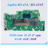 P4HCJ Mainboard REV 2.0 For ACER Aspire R5-471 R5-471T Laptop Motherboard NB.G7W11.00P With Core i3 i5 i7 CPU 4G/8G RAM 100%Work