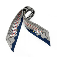 【Hermes 愛馬仕】H064116S 11 經典繽紛印花Les Chiens Parisiens絲巾/領巾(印花圖騰)