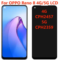 Original AMOLED For Oppo Reno8 4G CPH2457 Reno 8 5G CPH2359 LCD Display With Frame Touch Screen Digitizer Assembly Replacement