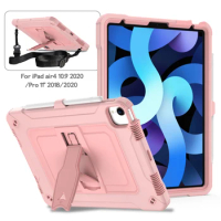 Shockproof Stand Tablet Cover for IPad Air 4 Air4 10.9 Pro11 Pro 11 2018 2020 Case with Shoulder Strap Coque PC Silicone Funda