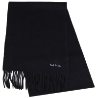 Paul Smith 英國製字母刺繡LOGO100%羊毛造型圍巾(黑)