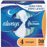 Always Infinity Feminine Pads for Women, Size 2 Heavy Flow, Size 4 Overnight