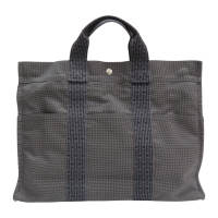 HERMES 愛馬仕 灰色 帆布 HERLINE MM 手提包 托特包 【二手名牌BRAND OFF】