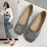 Women’s slip-on flat shoes, new style loafers, spring/autumn French style, square toe, internet cele