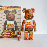Bearbrick 400%＋100% Maple Leaf Chiaki 28cm+7cm Premium Edition Valentine's Day Gift Doll Desktop Figure ABS plastic bear