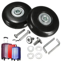 Black 2 Set Luggage Suitcase Replacement Wheels Repair OD 50mm Axles Deluxe Luggage Wheel Repair Parts