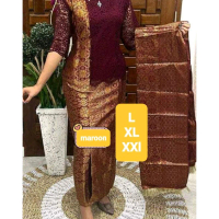 Stelan songket selendang kombinasi renda