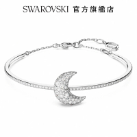 【SWAROVSKI 官方直營】Luna 手鐲 月亮 白色 鍍白金色 交換禮物