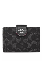 Coach Coach 中號標誌牛仔布角拉鍊皮夾 - 牛仔布/黑色