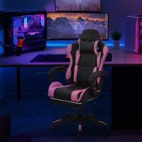 Gaming chair with headrest and lumbar support, ergonomic computer racing chair, adjustable high leather swivel computer chair
