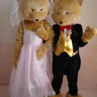 Wedding Bear Mascot Costume Teddy Bear Mascotter Costume Character Cosplay Costume Cartoon Mask Party For Birthday Fany Dress
