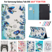 Case For Samsung Galaxy Tab S5e 10.5 2019 SM-T720 SM-T725 Unicorn Cat Girls Flower Painted PU Leather Stand Cover for s5e case