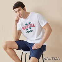 Nautica 男裝 品牌LOGO撞色設計短袖T恤-白色