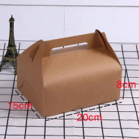 20Pcs Brown Kraft Gift Box Large Cake Box With Handle Cardboard Cupcake Packing Box Present Party Boxes 20x15x8cm