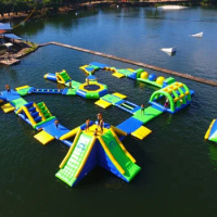 Hi BOUNCIA New Inflatable Floating Obstacle / Inflatable Floating Water Park Games For Adults With CE Certificate