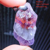 Natural Red Auralite 23 Purple Cacoxenite Rutilated Pendant Necklace Women Raw Material From Canada Crystal Jewelry AAAAA