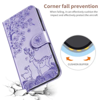 Sika Deer Embossing Flip Wallet Leather Case For Samsung Note20 Ultra A10 A10S A20S A30S A40 A50 A50S A70 M12 Book Cover