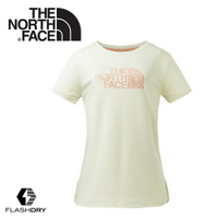 【The North Face 女 FlashDry短袖圓領快排衫《米白》】3GCG/排汗衣/運動短袖/圓領T恤