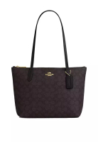 COACH Fiona Zip Tote Bag In Signature Canvas Walnut/Black CBT18