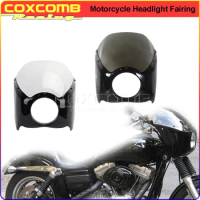 Motorbike Universal Windshield Fairing Front Headlight Fairing for Harley Dyna Sportster XL Cafe Racer 5-3/4" Cut Out Light Cowl