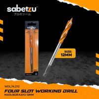 Sabetzu Mata Bor Kayu 12mm Auger Bit Three Point Four Slot Wood Working Drill Hex Handle 1/4\ As Hex