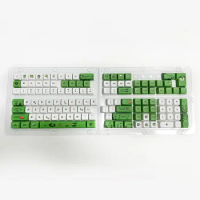 129 Keycaps XDA Height PBT Dye Sublimation Green White Little Frog Personalized Mechanical Keyboard GK61 Anne Pro 2