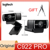 Original Logitech C922 Professional Streaming Webcam 1080P camera for HD video streaming and recording at 720P, 60Fps, tripod in