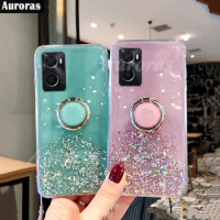 Auroras For Oneplus Nord N20 SE Case Glitter Bling Sequins Starry Sky With Ring Shockproof For Oneplus Nord N20 SE Cover