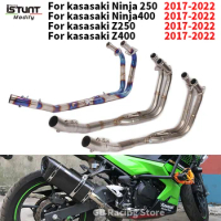 For Kawasaki Ninja 400 Z400 Z250 Ninja 250 2017-2022 Motorcycle Titanium alloy Front Link Pipe Exhaust Escape Moto Full System