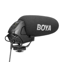 BOYA BY-BM3031 On-Camera Shotgun Microphone 3-Level Gain Control Condenser Mic for DSLR Audio Recorders Studio Video Interview