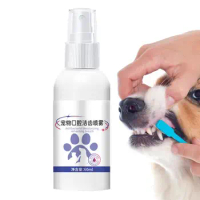 Oral Care Spray for Dogs | 60ml Natural Pet Mouthwash Teeth Cleaner | Dog Breath Water Additive Pet Tooth Hygiene Fresh Breath