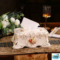 歐式陶瓷抽紙盒奢華紙巾盒創意茶几客廳裝飾抽紙盒擺件家用紙巾盒