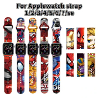 For Apple Watch strap silicone printing Disney cartoon figure Iron Man hulk watch bands iwatch7/6/5/4/3/2/SE 38mm 42mm 45mm