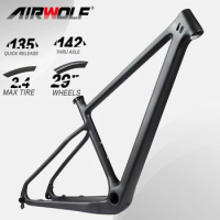 2024 AIRWOLF Carbon MTB Frame 142/135mm 29er PF30 Hardtail Mountain Bike Frameset 15/17/19/21inch Bicycle Cycling Accessories