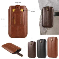 Leather Waist Card Wallet Bag For ZTE nubia Z60 Ultra Z40S Z50S Pro Belt Back Phone Cases Pouch For Blade V50S V70 Pro V10 V40
