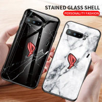 For Asus Rog Phone 3 ZS661KS Case Shockproof Marble Glass Hard Back Cover Case Soft Bumper for Asus Rog Phone 3 ROG3 Phone3