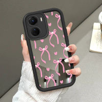 Cocok Untuk VIVO Y16 Case Bowknot Pink dan heart Casing HP Silikon Pelindung Aesthetic Cewe Pelindun