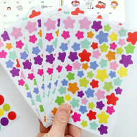 6 Sheets Colour Seal Stickers Star Love Circle Sticker for Planner Photo Album Notebooks Office Pape
