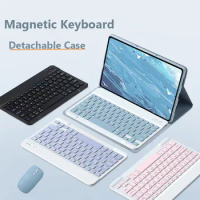 for Lenovo Tab P12 12.7inch 2023 Magnetic Case with Mouse Bluetooth Keyboard for Xiaoxin Pad Pro 12.7 PU Leather Shell Case